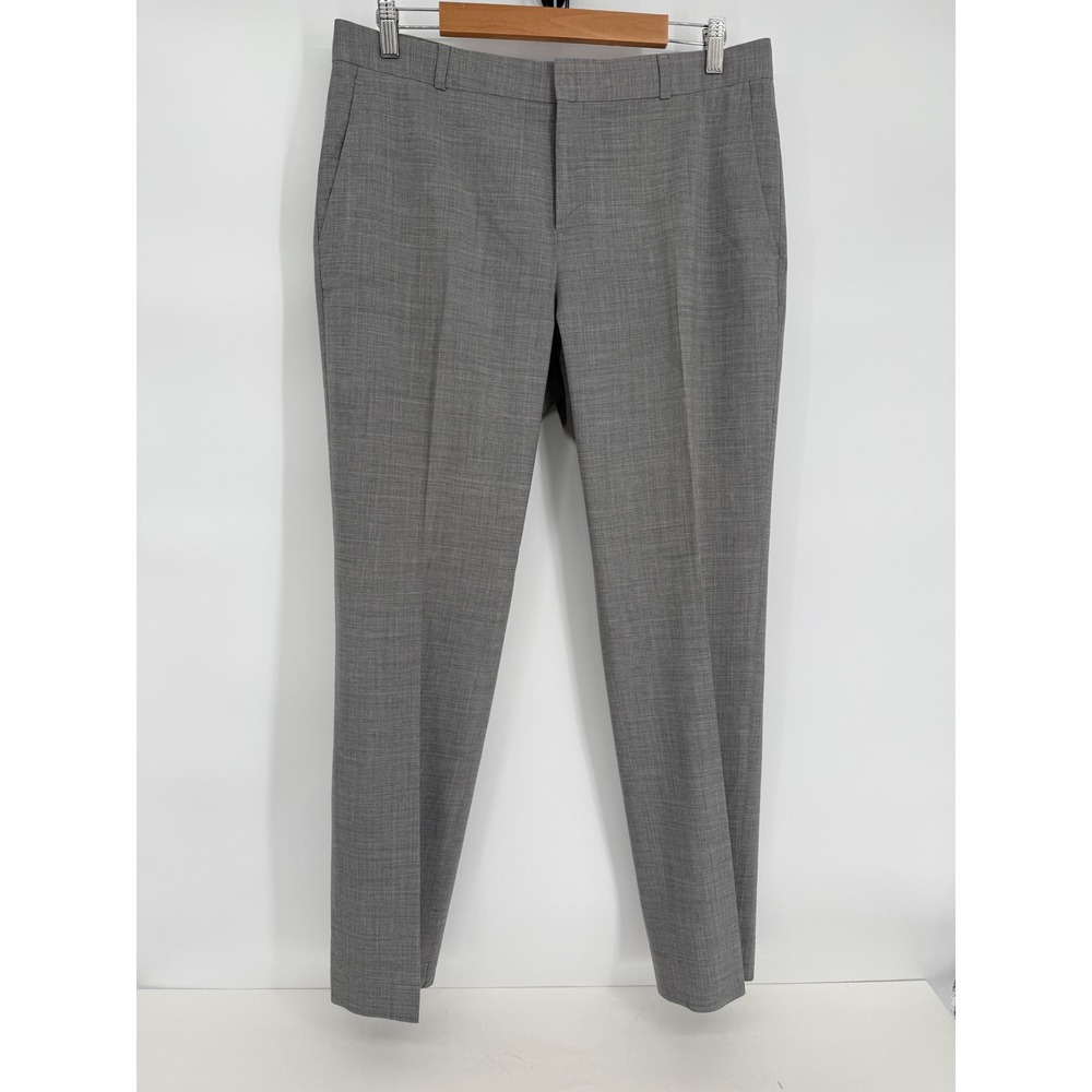 Banana Republic Grey Wool Blend Slim Straight Leg Trousers Dress Pants Sz 12
